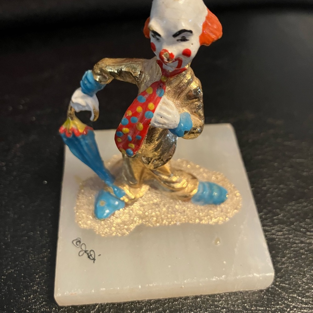 Colorful Clown Figurine with Umbrella